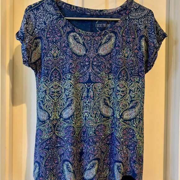 Lucky Brand Women's Multicolor Peacock Paisley Tee - Picture 1 of 7